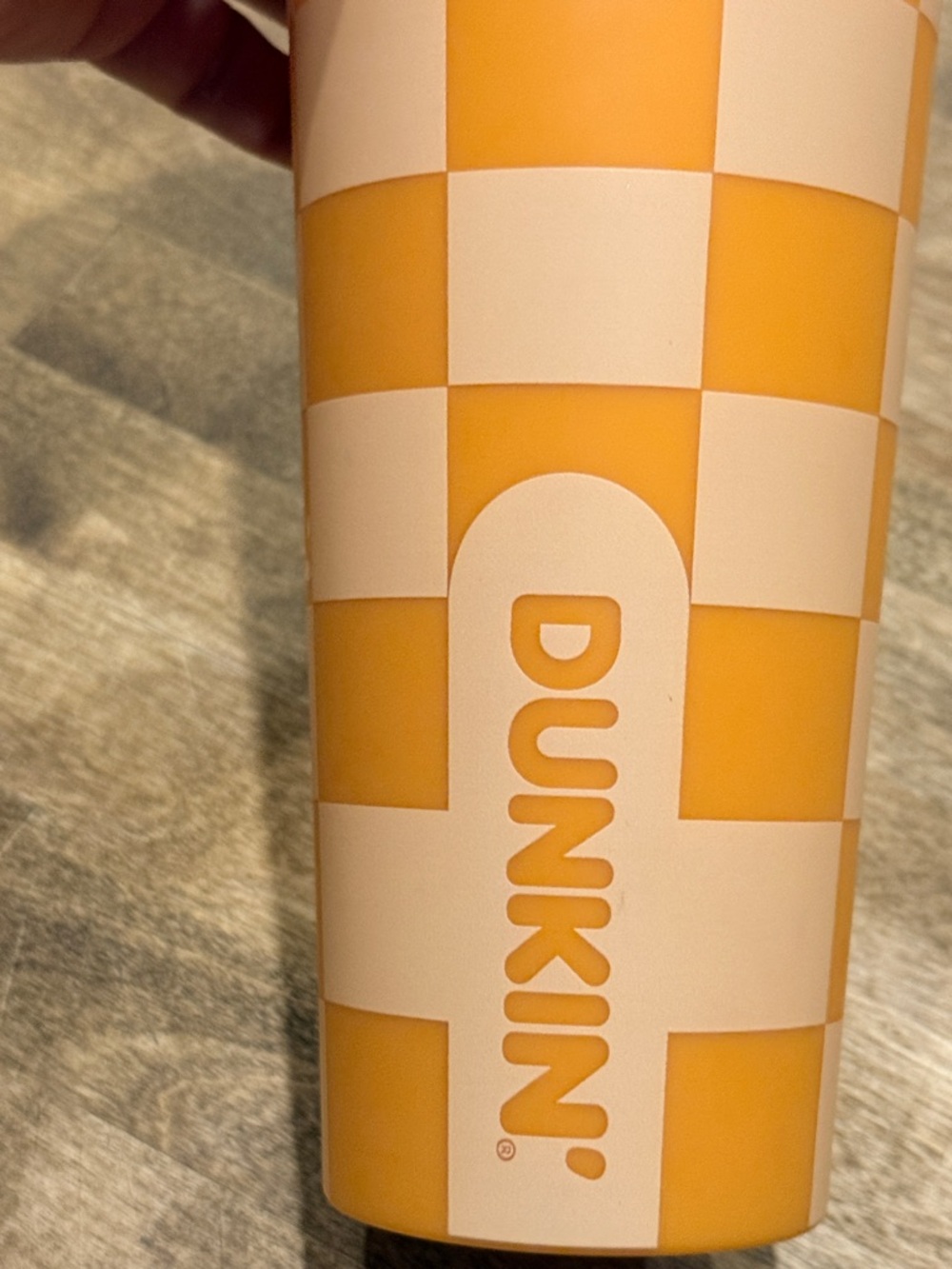 Dunkin® Orange Checkered Insulated Tumbler with Straw